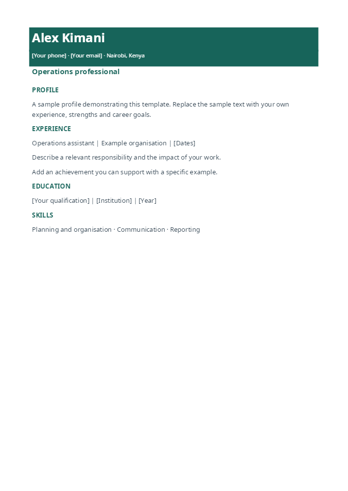 Modern CV template sample