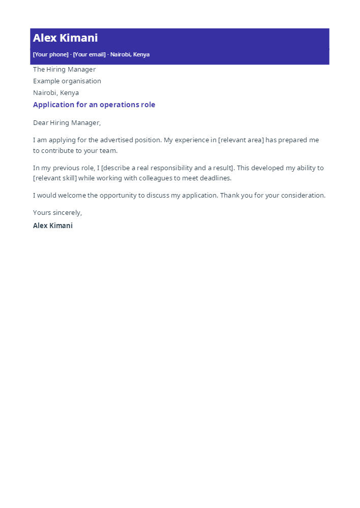 Modern Letter cover letter template sample