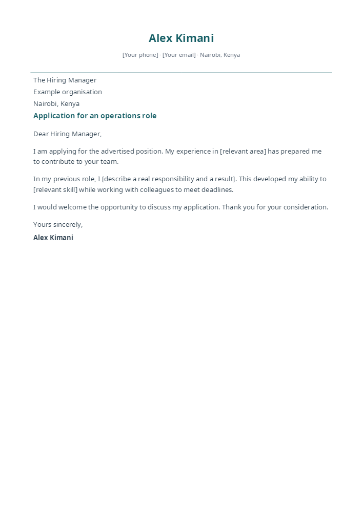 Professional Letterhead cover letter template sample
