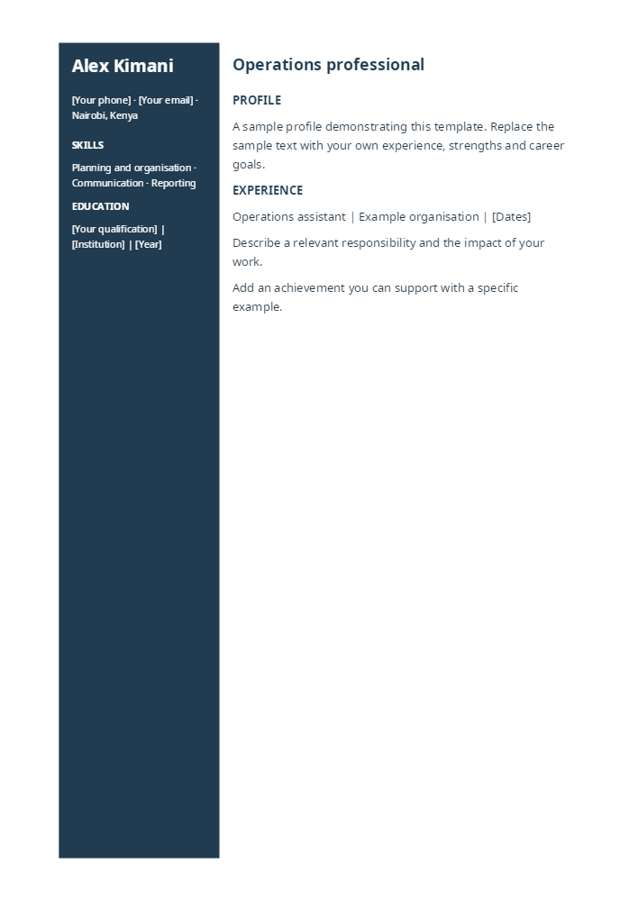 Signature CV template sample